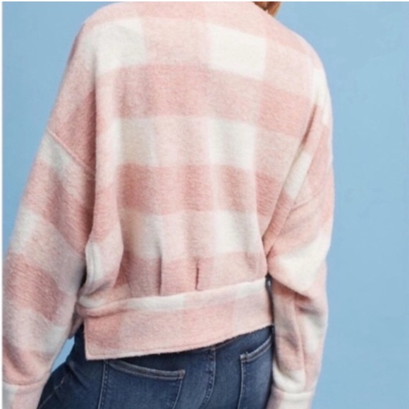 Anthropologie Ettitwa Pink and Cream Buffalo Plaid Jacket - Picture 2 of 8